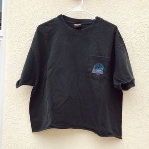 Vintage cropped Harley Davidson crew